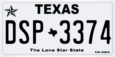 TX license plate DSP3374