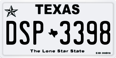 TX license plate DSP3398
