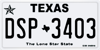 TX license plate DSP3403