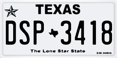 TX license plate DSP3418