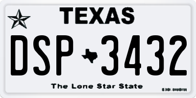 TX license plate DSP3432