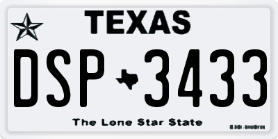 TX license plate DSP3433