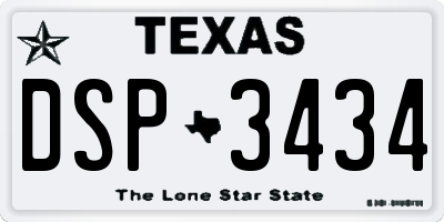 TX license plate DSP3434