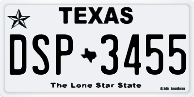 TX license plate DSP3455