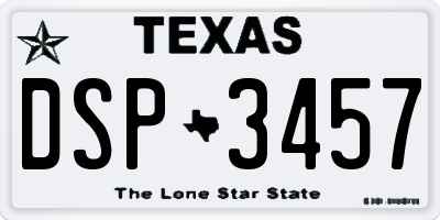 TX license plate DSP3457