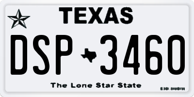 TX license plate DSP3460
