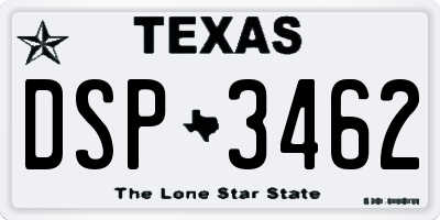 TX license plate DSP3462