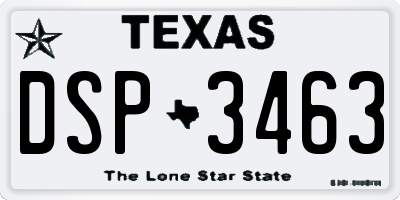 TX license plate DSP3463