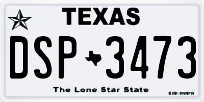 TX license plate DSP3473