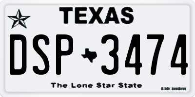 TX license plate DSP3474