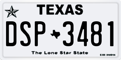 TX license plate DSP3481