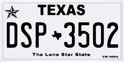 TX license plate DSP3502