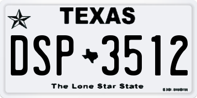 TX license plate DSP3512
