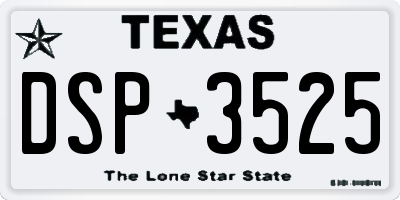 TX license plate DSP3525