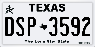TX license plate DSP3592