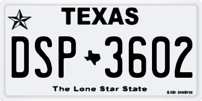 TX license plate DSP3602