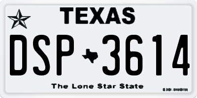 TX license plate DSP3614