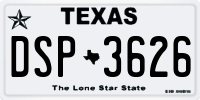 TX license plate DSP3626