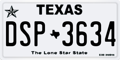 TX license plate DSP3634