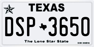 TX license plate DSP3650