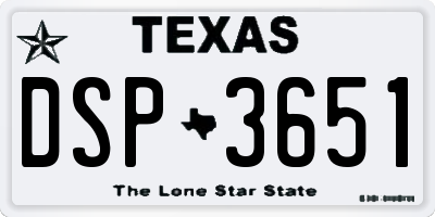 TX license plate DSP3651