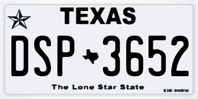 TX license plate DSP3652