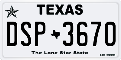 TX license plate DSP3670