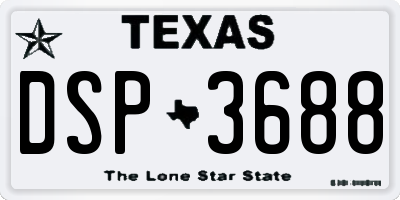 TX license plate DSP3688