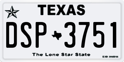 TX license plate DSP3751