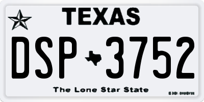 TX license plate DSP3752