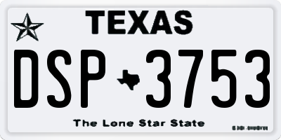 TX license plate DSP3753