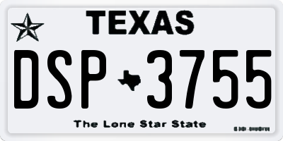 TX license plate DSP3755