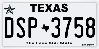 TX license plate DSP3758