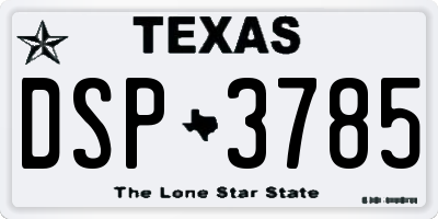 TX license plate DSP3785