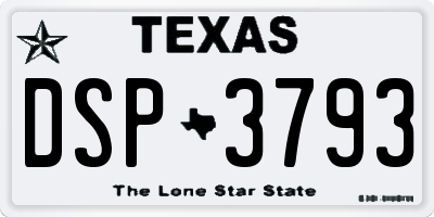TX license plate DSP3793
