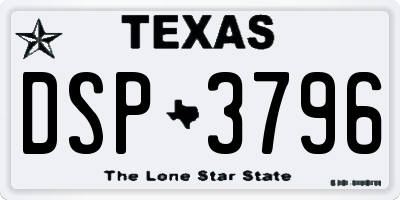 TX license plate DSP3796