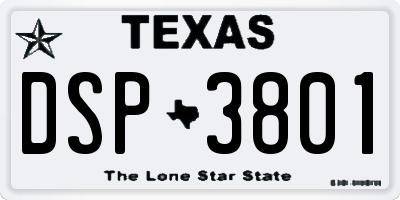 TX license plate DSP3801