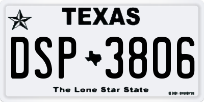 TX license plate DSP3806