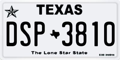 TX license plate DSP3810