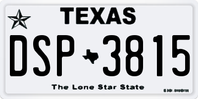 TX license plate DSP3815
