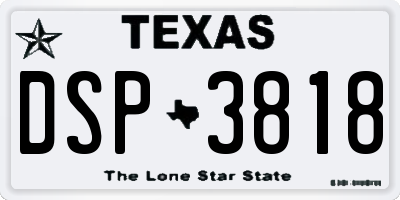 TX license plate DSP3818