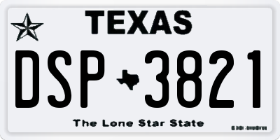 TX license plate DSP3821