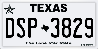 TX license plate DSP3829