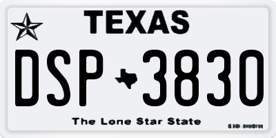 TX license plate DSP3830