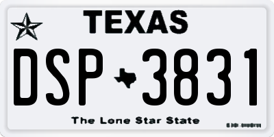 TX license plate DSP3831