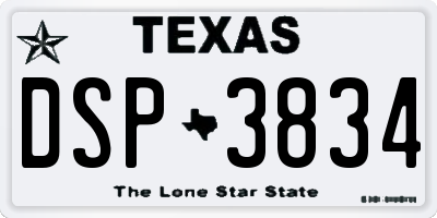 TX license plate DSP3834