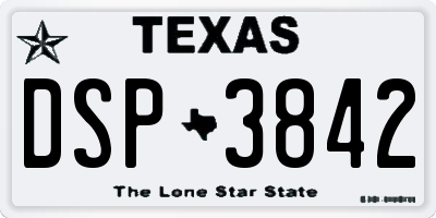 TX license plate DSP3842