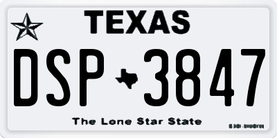TX license plate DSP3847