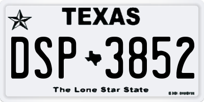 TX license plate DSP3852