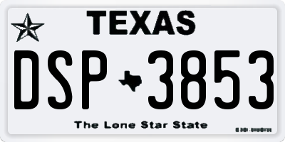 TX license plate DSP3853